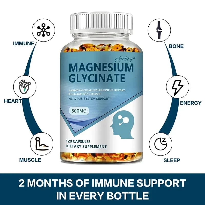 Magnesium Glycinate - Nerves System Improve Mood Nervous Muscles Recovery Heart Health Sleep Quality Support — image 4