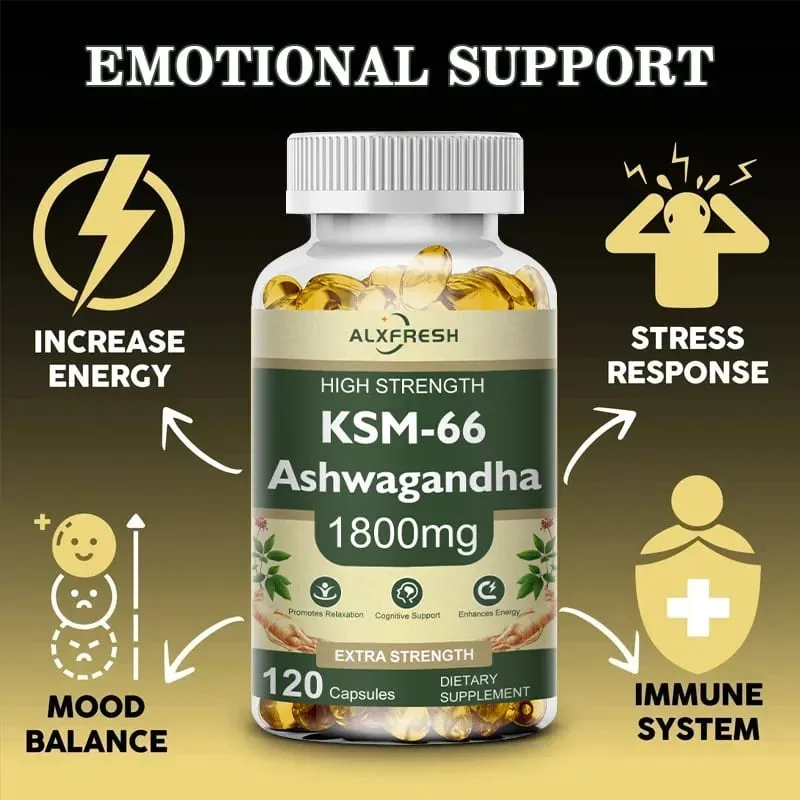 Ashwagandha Capsules for Stress Relief Focus Brain Energy Support Sleep Health Supplement