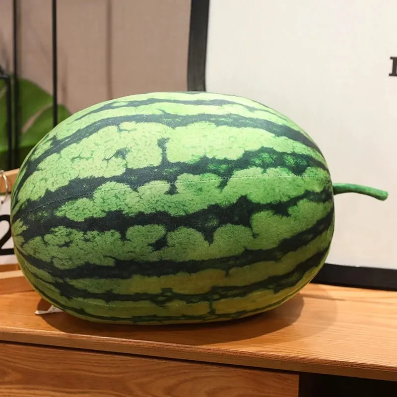 3D Gesimuleerde Watermeloen Knuffel Kussen Ronde Lange Watermeloen Zacht Pluche Speelgoed Fruit Bank Kussen Geschikt Voor Thuis Kinderen Geschenken — image 3
