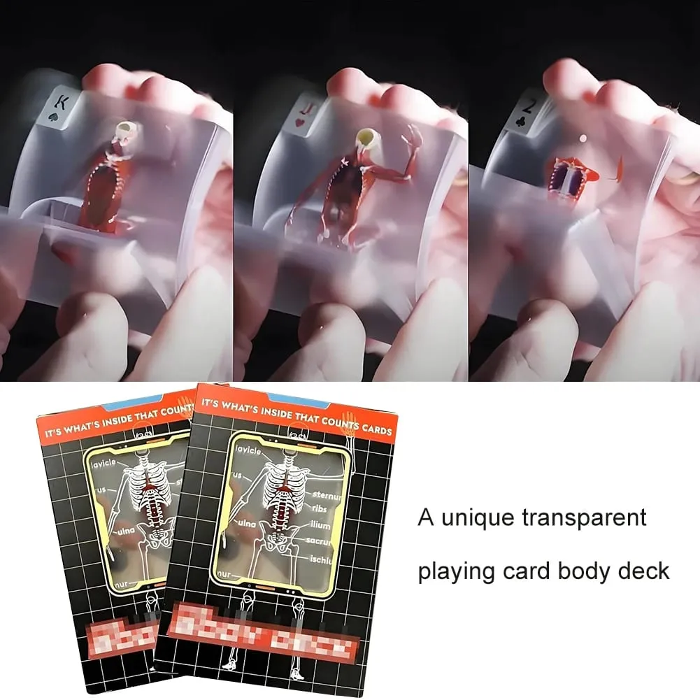The Body Deck Cards Reusable Body Transparent Playing Cards Multi-Purpose Human Anatomy Playing Cards for Friend Gifts