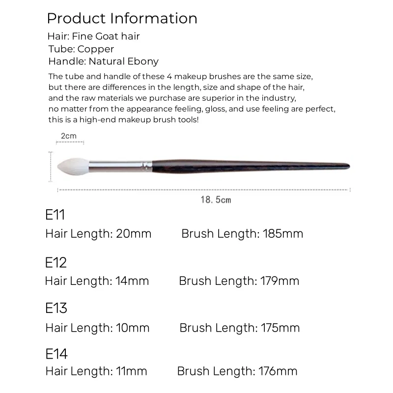 Eyeshadow Blending Brush Luxury Natural Fine Goat Hair Ebony Handle Eye Shadow Makeup Brushes Beauty Tools
