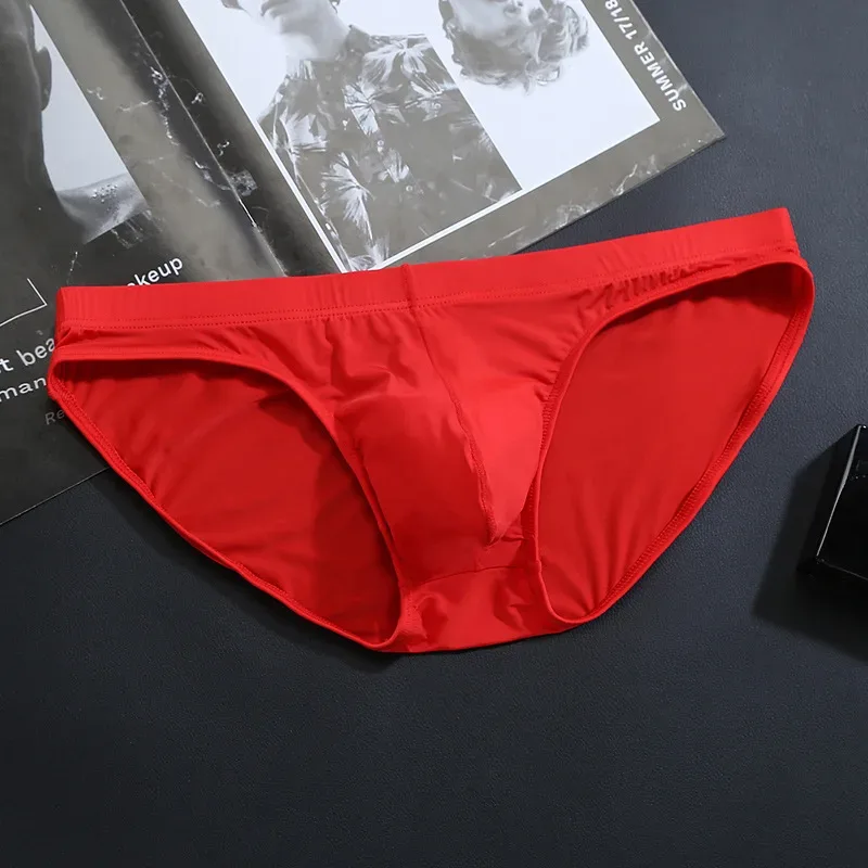 Seamless Ice Silk Briefs Men Big U Pouch Sexy Ice Silk Bikini Underwear Plus Size Low Rise Solid Color Male Panties — image 6