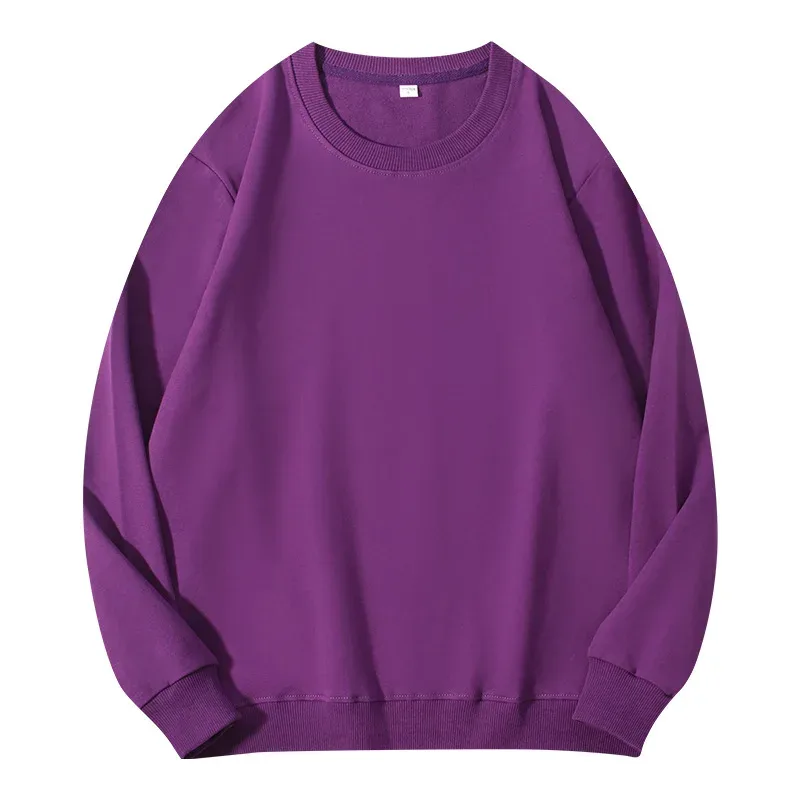 260g 100% Cotton Men's Hoodless Sweater Pullovers Sweatshirts Men Loose Solid Color Warm O Neck Tops Hip Hop Y2k Sweatshirt Tops — image 13