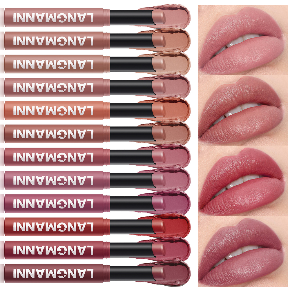 12 Color Matte Lipstick Pencil Waterproof Long Lasting Non-Stick Cup Lip Stain Tint Cosmetic Nude Lipstick Pen Makeup Maquillage — image 3