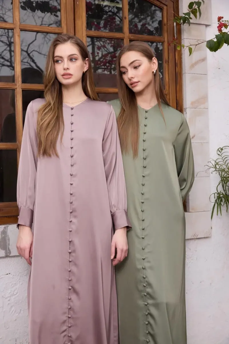 AS SS26 lätt satin boll knappar klänning lätt super bekvämt tyg dressade kvinnokläder — image 4