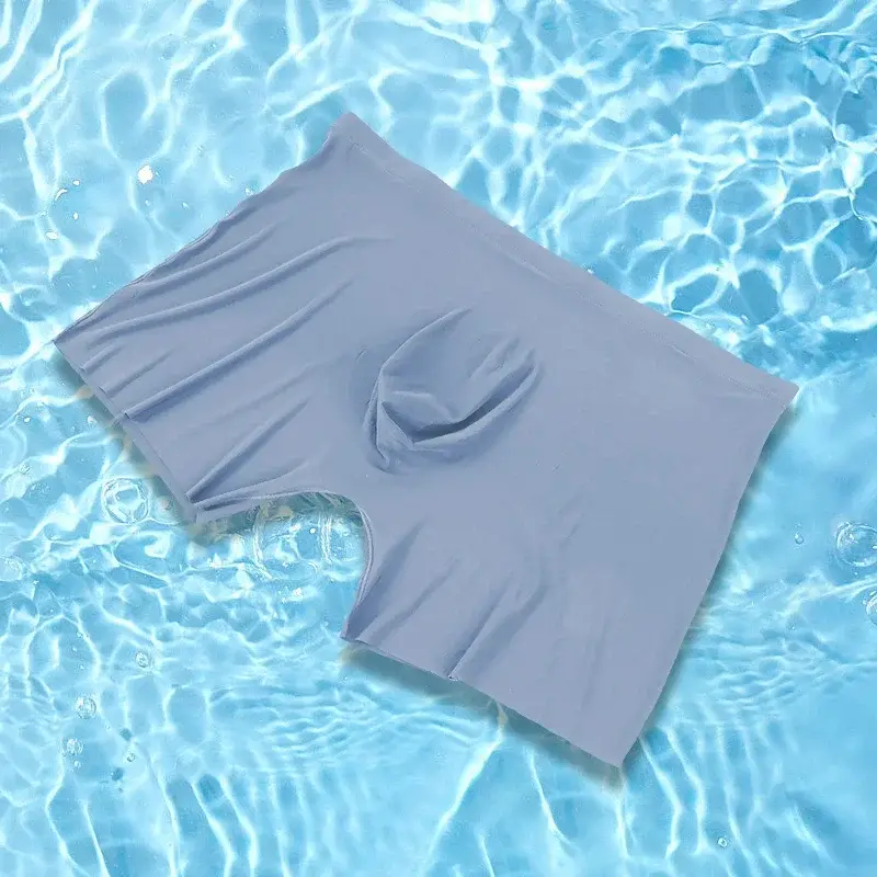 4 sztuk/partia mężczyźni letnie bokserki lodowy jedwab L-4XL bezszwowa bielizna solidne kalesony spodenki ultracienkie oddychające seksowne majtki — image 4