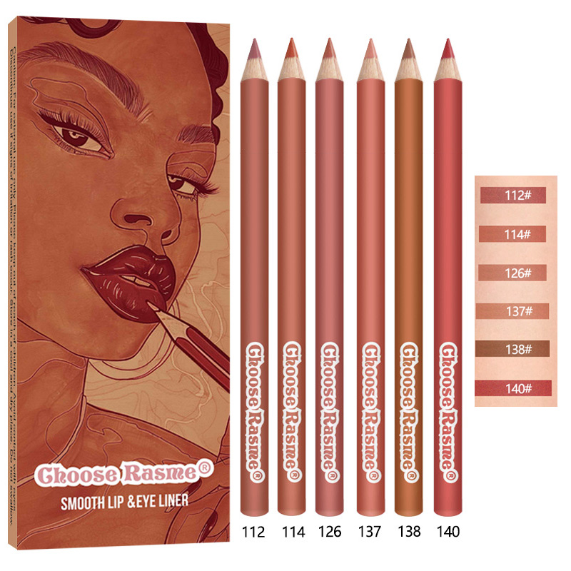 6pcs Lip Liner Pen 6 Colors Waterproof And Sweat-proof Not Easy To Fade Non-stick Cup Nude Lipstick Pencil Set Lasting Makeup
