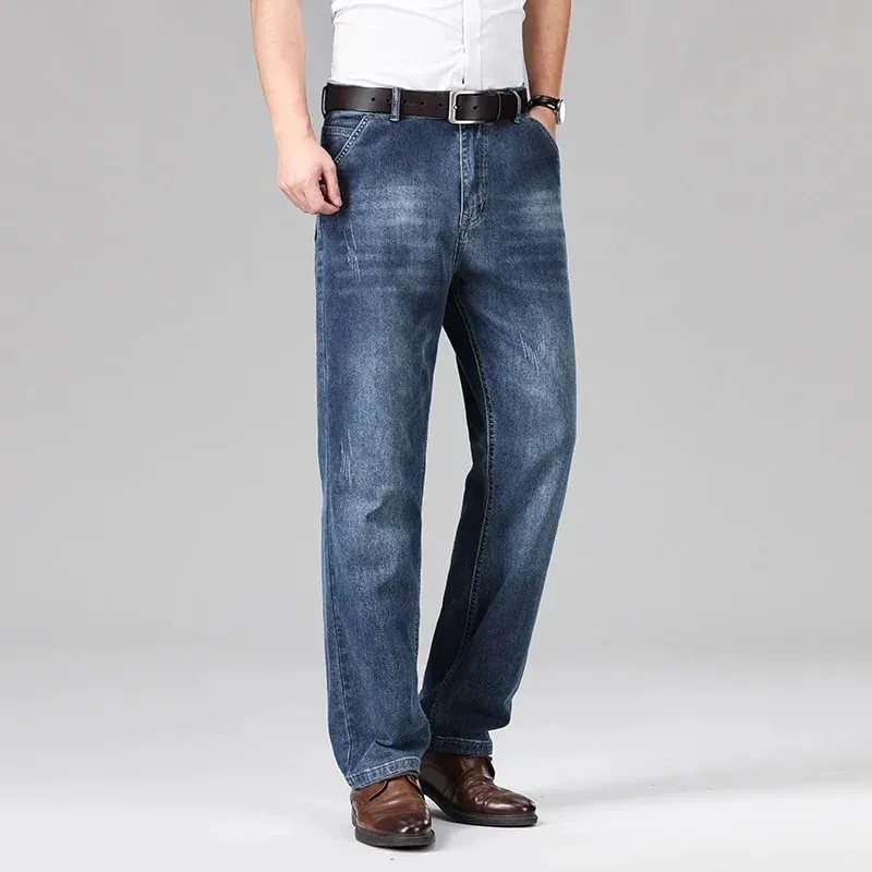 2026 letnie męskie Business Casual cienkie proste dżinsy 90% bawełna miękka rozciągliwa tkanina workowate spodnie dżinsowe męskie spodnie markowe — image 7