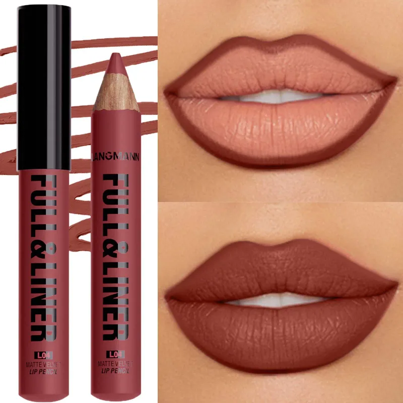Waterproof Matte Lipliner Pencil Brown Contour Tint Lipstick Pen Long Lasting 12 Color Wooden Lip Liner Pencil Full-lip Makeup — image 14