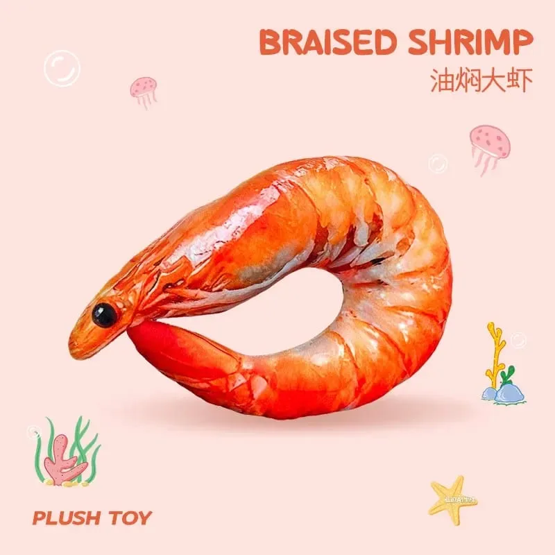 Bantal Leher Udang Lucu Bantal Perjalanan Berbentuk U Lembut Lembut Bantal Leher Simulasi 3D untuk Tidur Siang Kantor Pesawat Mobil — image 9
