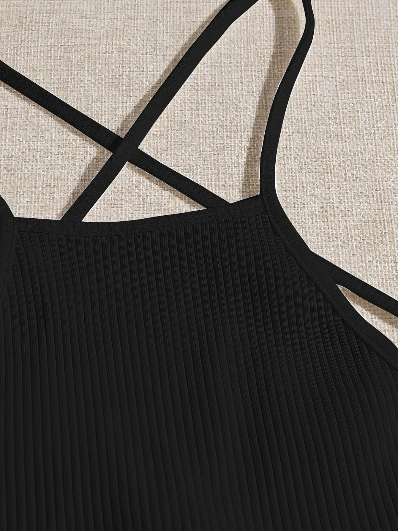 Elegant Cotton Knit Slingback Top with Crisscross Back Tie - Chic Comfy t& Season Versatile — image 4