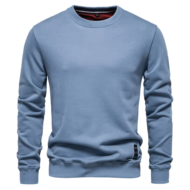 Cotton-blend Mens Crew Neck Solid Color Sweatshirts Pullover Casual Sport Sweatshirt for Men — image 9
