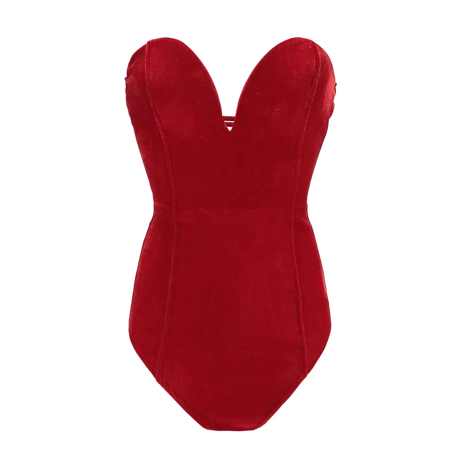 CM.YAYA Vintage Women Velvet Strapless Sleeveless Bodycon Bodysuits 2025 Spring Basic Sexy Party Evening Club Tops One Piece — image 15