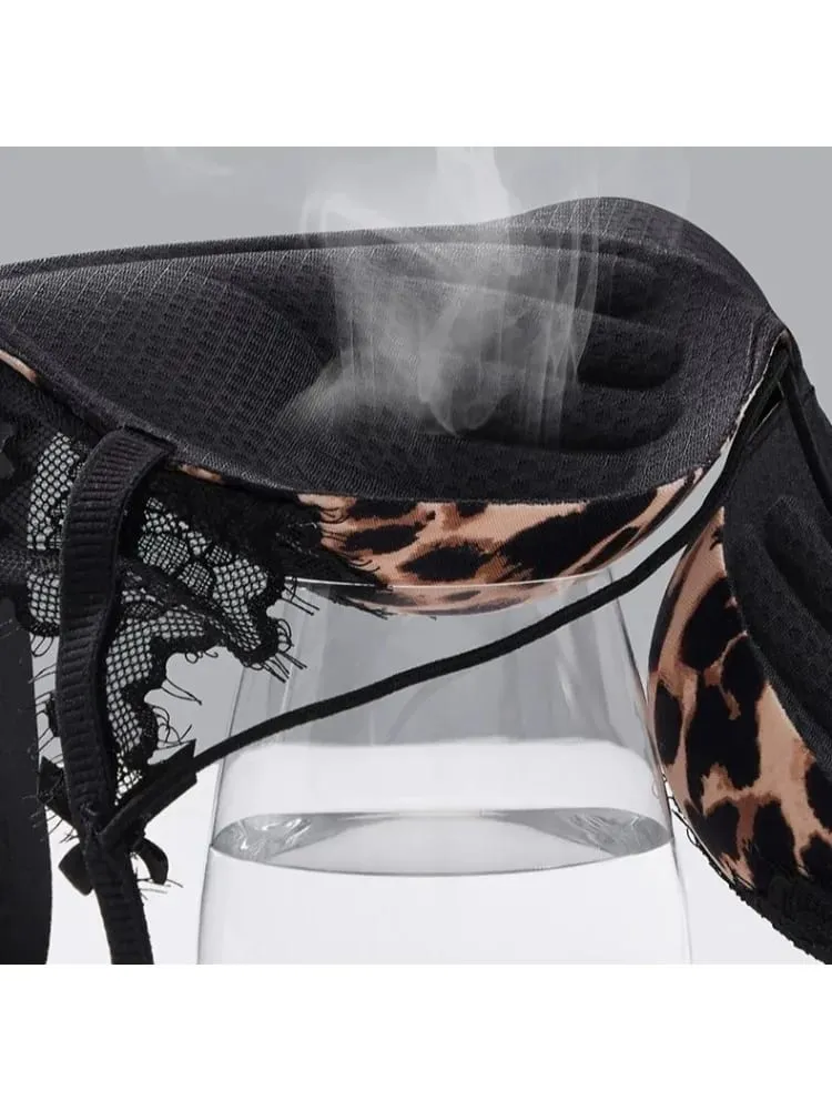 Set Pakaian Dalam Wanita Seksi Leopard Print Lace 32‑38AB Wayarles Tolak Sisi Sokongan Anti‑Sag Pure Desire Seluar dalam PANAS