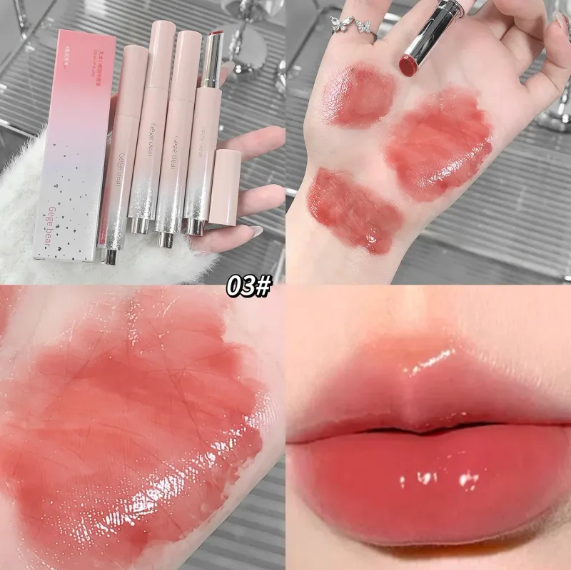 Clear Water Light Solid Lip Gloss Jelly Watery Pink Lipstick Pencil Moisturising Mirror Lipstick Pen Korean Lips Makeup Cosmetic