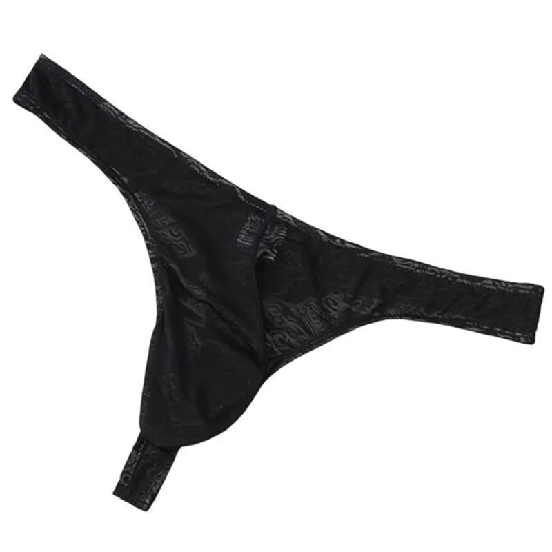 ผู้ชายลูกไม้ Jacquard G-String ชุดชั้นในสูงยืดขนาดใหญ่กระเป๋ากางเกงเซ็กซี่เกย์เร้าอารมณ์ T-back Underpants