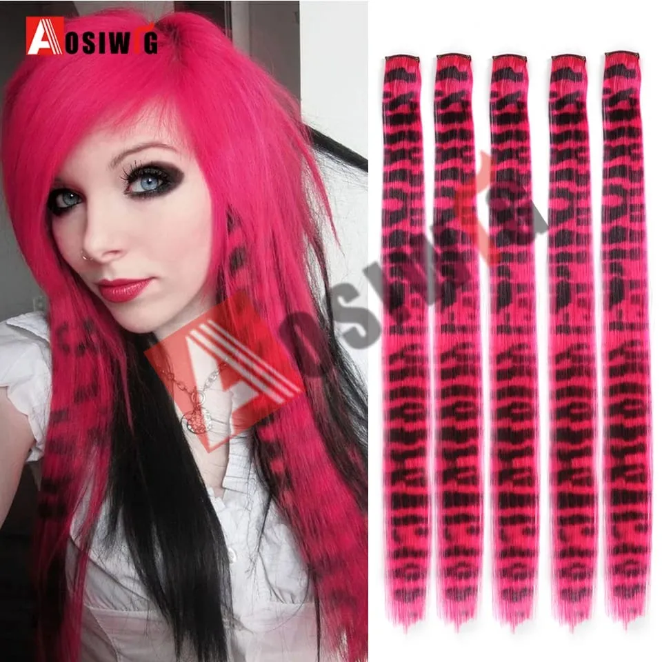 5PC Synthetic Feather Hair Extensions With Clips Heat Resistant Straight Hair Extensions Color Colored Black Hair Clip Womens 8G — image 8