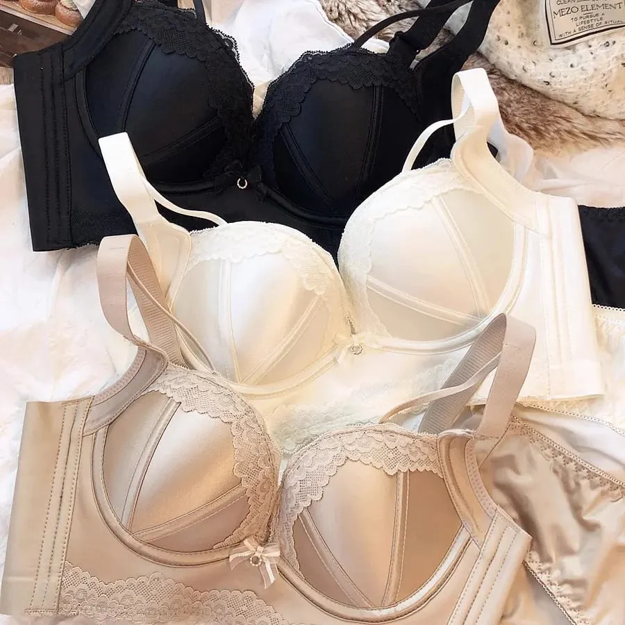 Trådfri Bomuld Tyk Push Up BH Trusser Blonde Kvinder Undertøj Sæt Retro Rød Stil Sømløs Dame Lingeri Kvinde Intimates — image 3