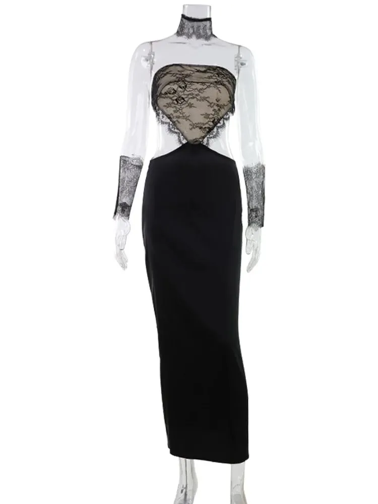 Hollow Out Bez ramínek Krajka Patchwork Hip Wrap Sexy Club Ženy Šaty Pochva Bodycon Módní Dámské outfity Party Slim — image 6