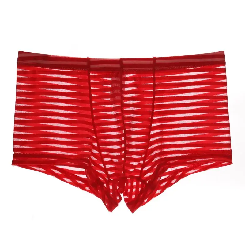 Transparent Underwear Sexy Men Ice Silk Striped Boxer Trunk Breathable Underpants U Convex Pouch Panties Man Boxer Briefs Short — image 9