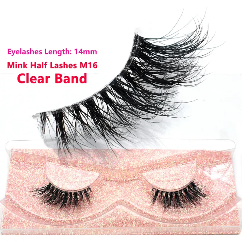 Demi-cils naturels 3D en vison, courts, duveteux, vaporeux, bande croisée, doux, Extension, maquillage — image 37