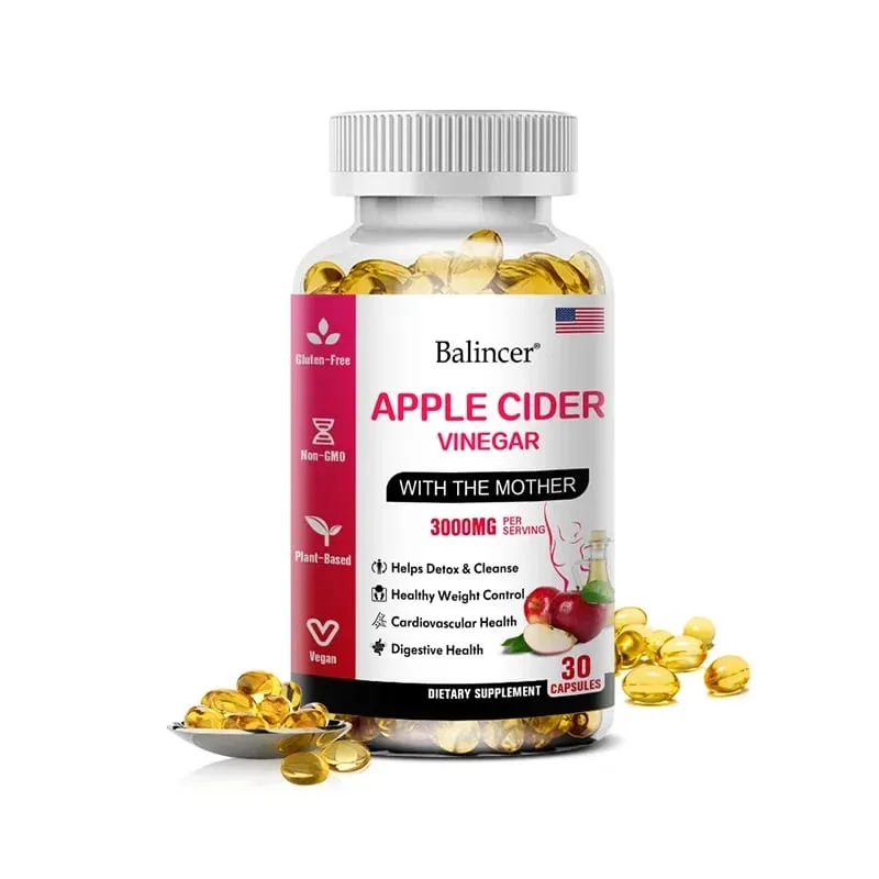 Balincer Apple Cider Vinegar Capsules 3000mg Detox & Cleanse Fat Burning Healthy Weight Management Supplement Non-GMO