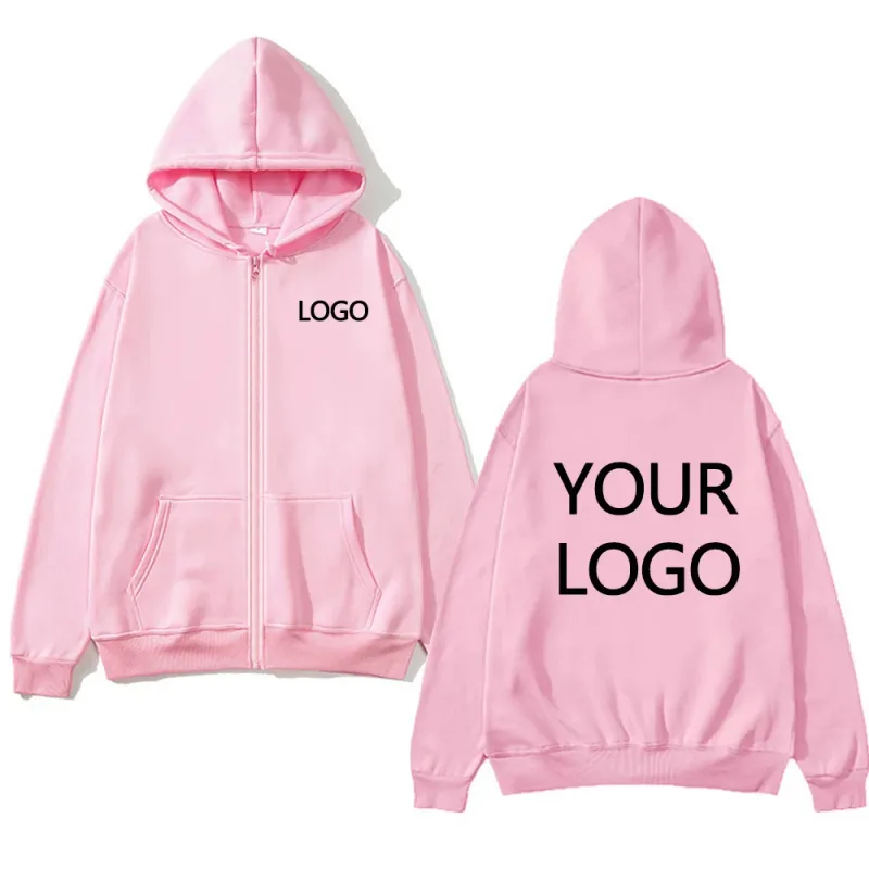 DIY Personalised customised logo men's street hoodie zip front sports sweatshirt women's casual knitted hoodie couple's gift — image 11