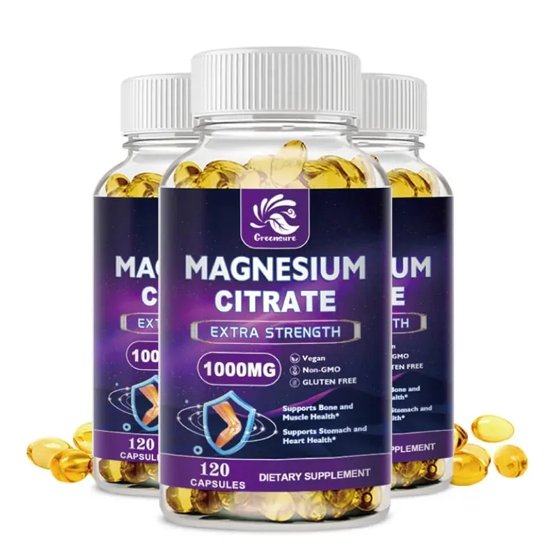 Magnesium Citrate Capsule 1000 Mg - Support for Women & Men Non-GMO Veggie Capsules - 60/120 Capsules