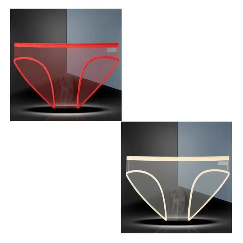 Transparent Underwear Hot Man Pants Ultra-thin Perspective Mid-rise Male Mesh Slips Homme Panties Plus Size