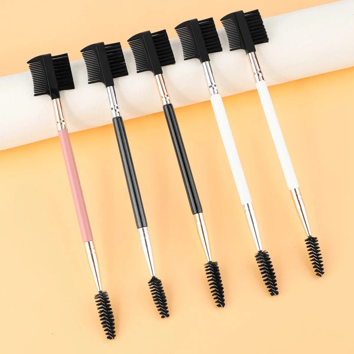 1/2/5 Uds 3 cabezas moldeador de pestañas cepillo de doble cabeza herramienta de aseo de maquillaje cosmético con 3 cepillos Spoolie diferentes — image 2