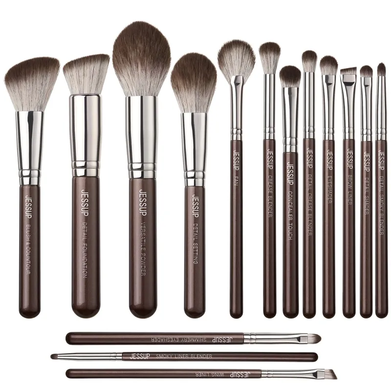Jessup Makeup Brushes Set 15/25pcs Premium Synthetic Brown Make up Brushes Foundation Eyeshadow Concealer Blush Eyeliner T511