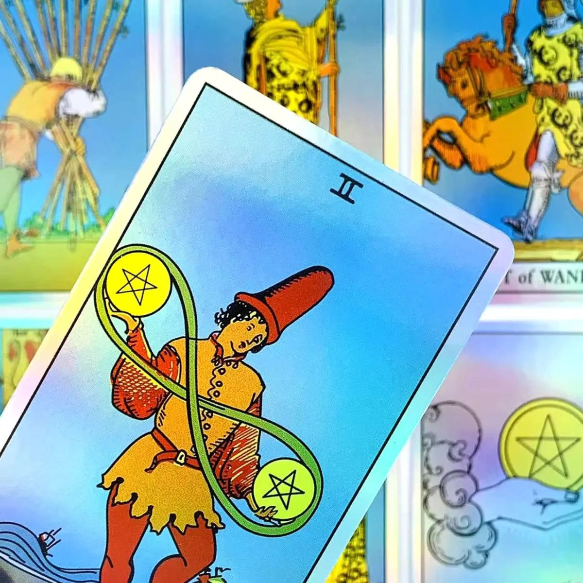 Jeu de Tarot holographique arc-en-ciel classique, 78 pièces, cartes de Tarot irisées avec guide de Divination, carte Oracle pour débutants — image 5