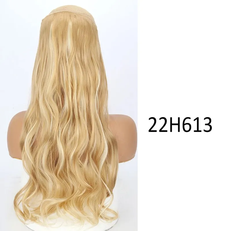 Synthetische 5 Clips in Haarverlängerungen, natürliche lange gewellte Frisuren, gefälschtes Haarteil, braun, schwarz, einteilig für Frauen