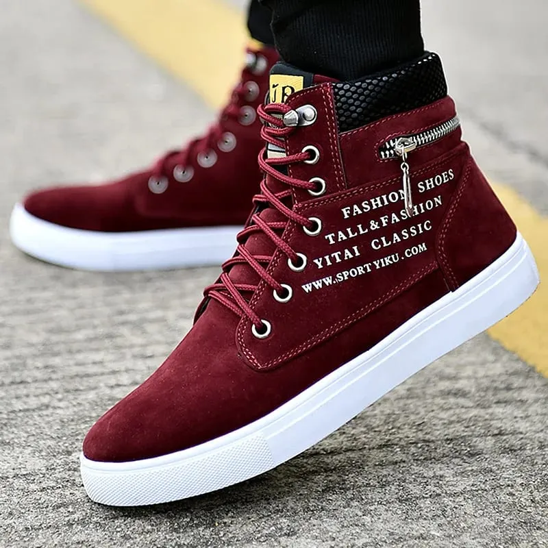 Black Vulcanized Sneakers Men's Flat Comfortable Shoes Lace up Zapatillas Hombre Autumn Spring High Top Sneakers Plus Size 38-48 — image 3