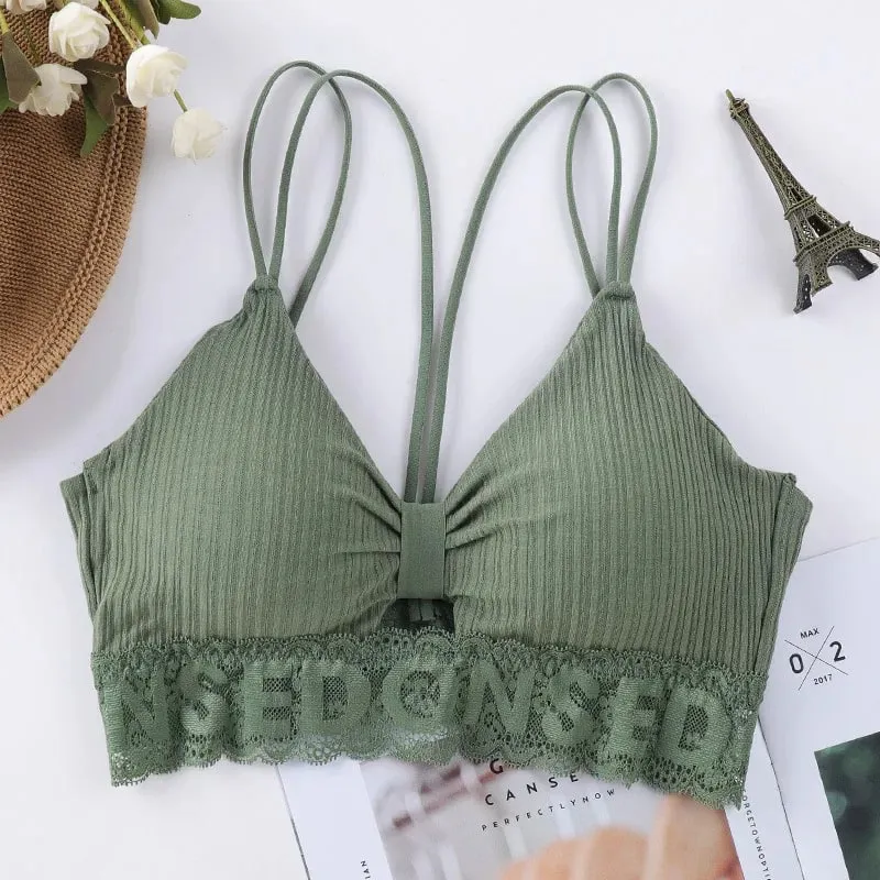 U Back Tank Top Women Crop Top Wireless Underwear Backless Double Straps Bra Sexy Lingerie Solid Color Padded Camisole — image 12