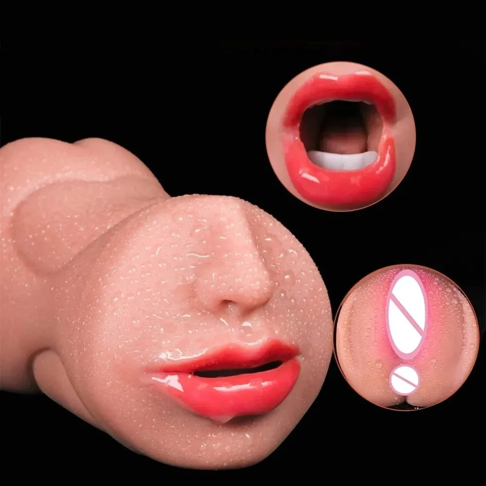 3 in 1 Artificial Vagina Male Masturbator Cup Realistic Vaginal Real Oral Vagina Anal Silicone Ass Sex Toys for Men Masturbation — image 1