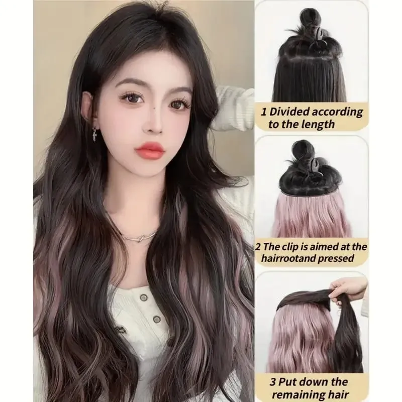 Curly water waves a four-cal highlight hair extension invisible synthetic hair extensions natural and traceless — image 3