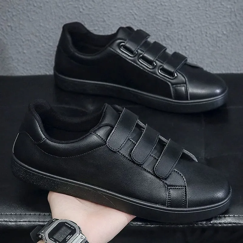 Men's Vulcanized Shoes Casual Low Top Flat Sneakers White Shoes Zapatillas Hombre Chaussure Homme Drop Shipping Leather Black — image 8