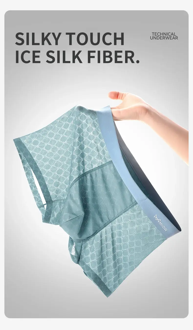 MiiOW 3 Chiếc Liền Mạch Ice Silk Nam Quần Lót Boxer Mùa Hè Lưới Thoáng Khí Quần Lót Nam Kháng Khuẩn Quần Lót Nam Võ Sĩ Quần Đùi — image 1