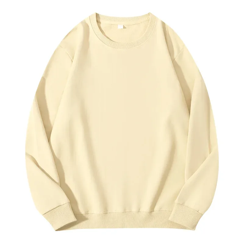 260g 100% Cotton Men's Hoodless Sweater Pullovers Sweatshirts Men Loose Solid Color Warm O Neck Tops Hip Hop Y2k Sweatshirt Tops — image 19