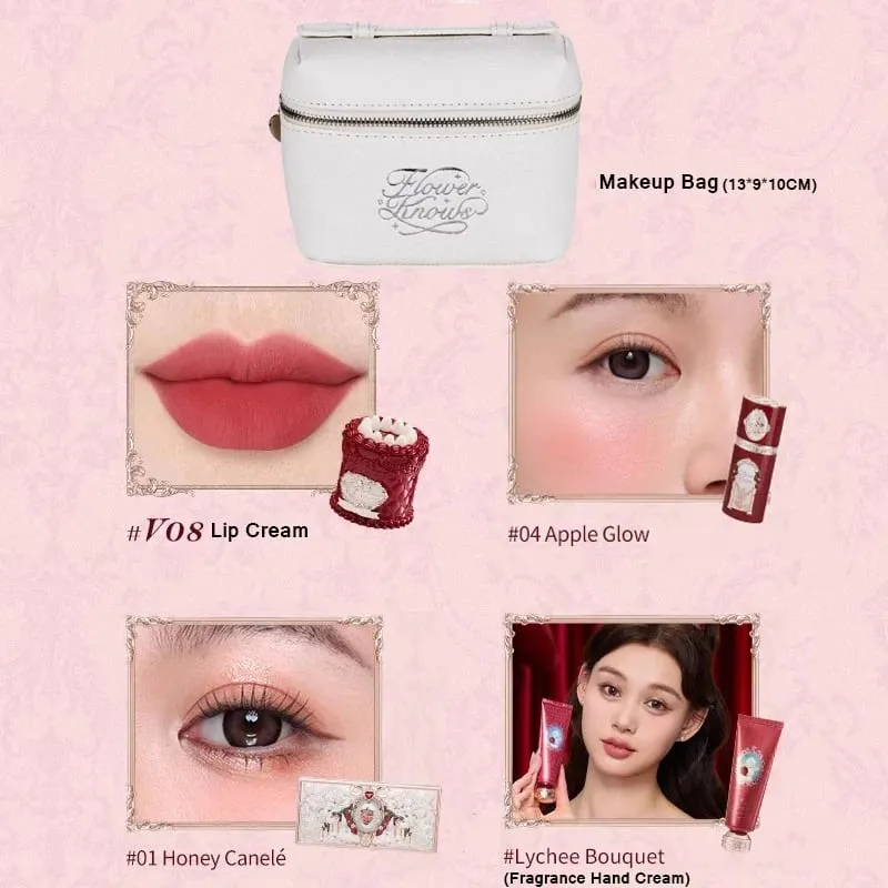 Flower Knows Strawberry Cupid Set trucco professionale per donna Kit completo Confezione regalo Ombretto Crema labbra Blush Set in polvere compatta — image 12
