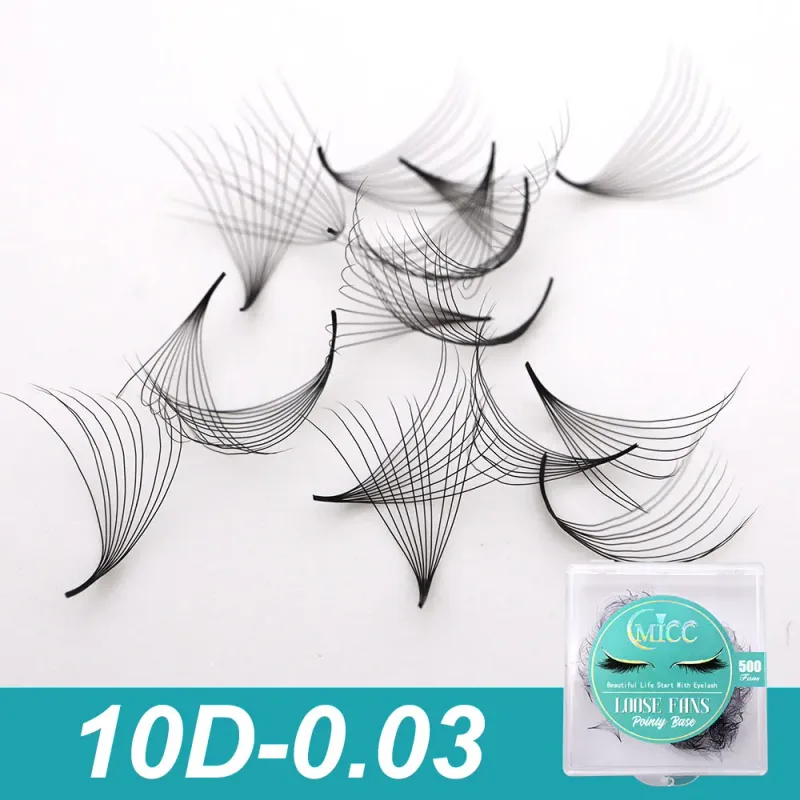 10D 20D 0.03 Thickness Pointy Base Sharp Slim Narrow Stem Mega Russian Volume Loose Fans Thin Russia Volume Lashes Extensions