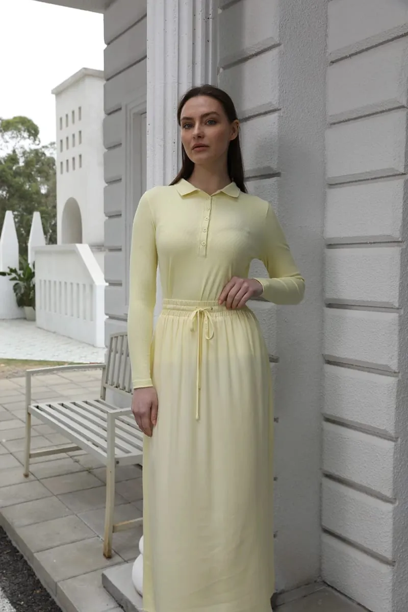 AP 2025 Spring and Summer Women Turn-down Collar Tee Soft Lady Cotton Blend Skirt Comfortable Casual — image 4