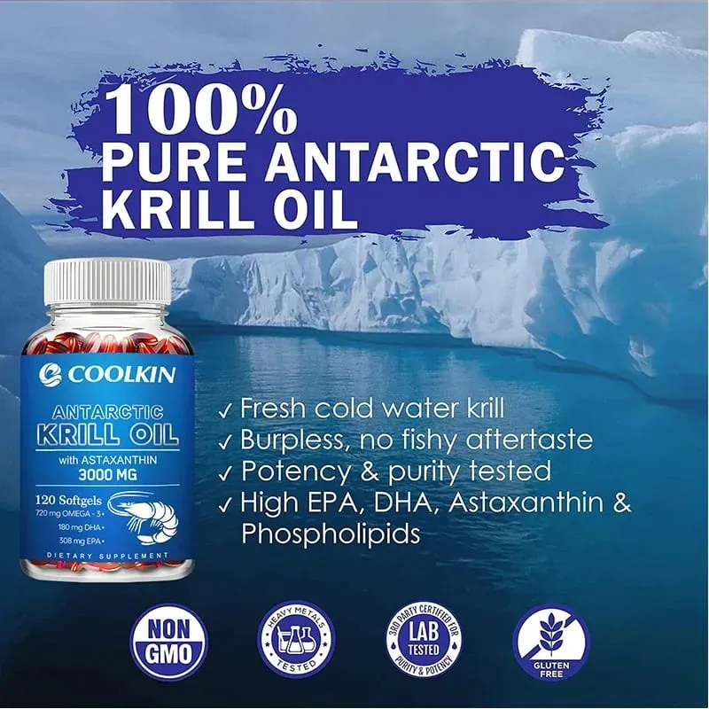Antarctic Krill Oil 3000mg - Omega-3 EPA DHA Natural Astaxanthin Maximum Strength for Heart & Joint HealthCapsule
