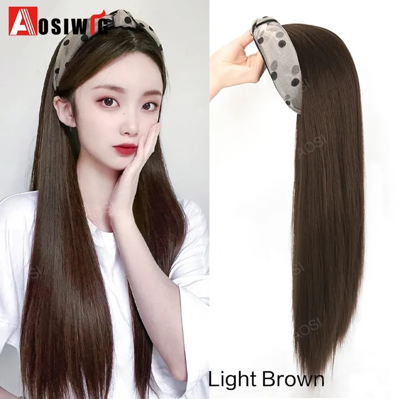 Synthetic Long Curly Half Head Style Wig Heat Resistant Hair Costume Christmas Party Cosplay Natural False Hairpieces — image 8
