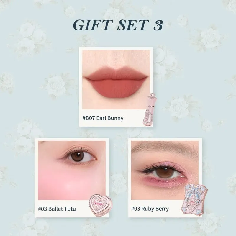 Flowers Knows Bunny Garden Collection Gift Set Makeup Eyeshadow Palette Velvet Matte Lip Stick Lip Cream Blush De Maquillaje