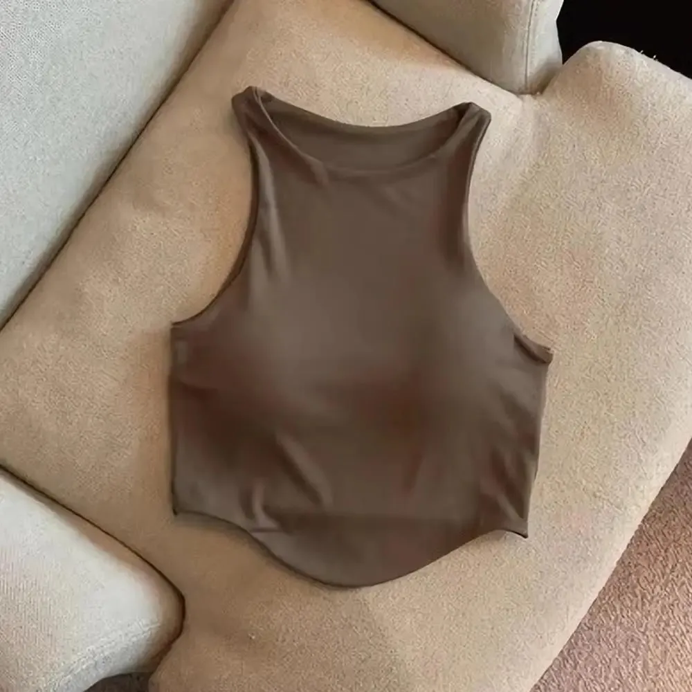 2025 U Push Up Sport Bra Fashion Women Tank Top Solid Color Sleeveless Vest Comfortable Short Top Breathable Casual Crop Tops