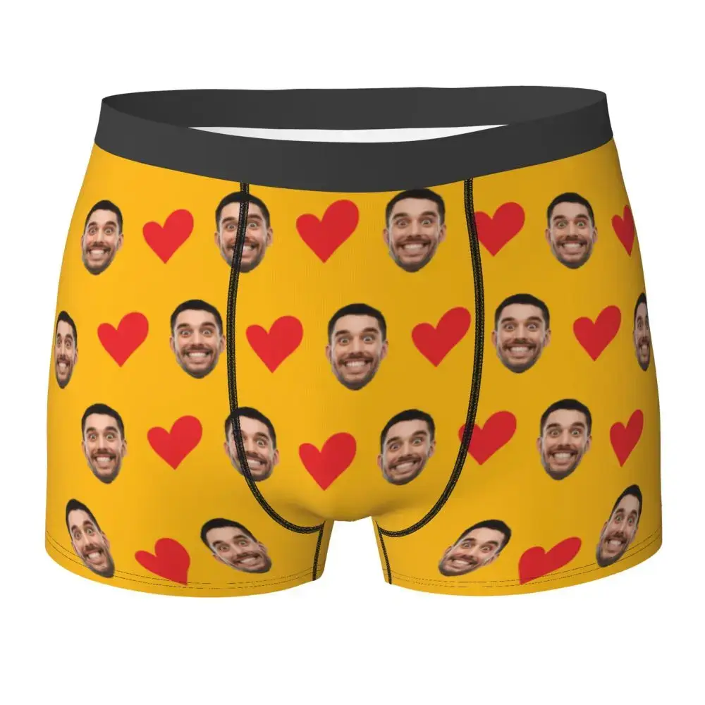 Personalized Face Photo Underwear Custom Heart Boxer Briefs Men Briefs Gift For Husband Anniversary Gift for Dad