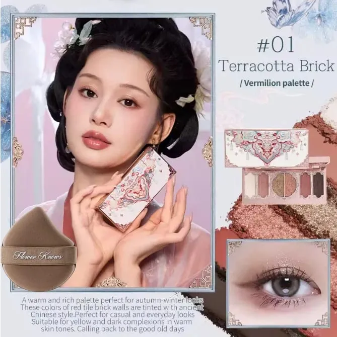 Flower Knows Bunny Garden Collection 6-Color Makeup Eyeshadow Contour Palette Eye Brush Puff Set Eye Glitter Korean Makeup Kit — image 15
