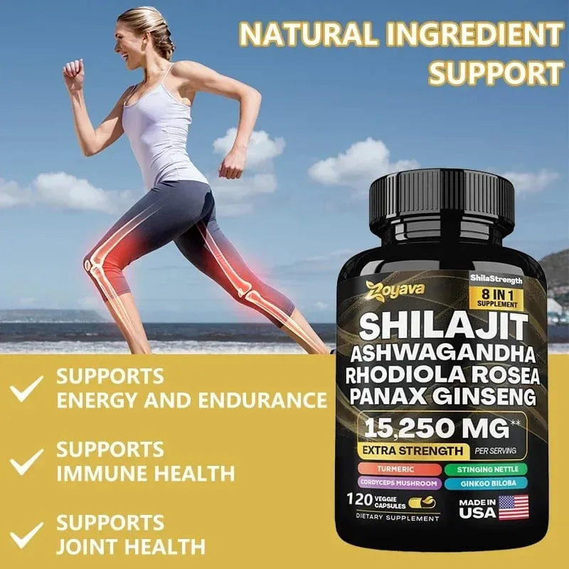 Himalaya Shilajit Ginseng Rhodiola Rosea and Ashwagandha Extract 15250mg High Strength Capsules Non-GMO Energy Immunity Joints